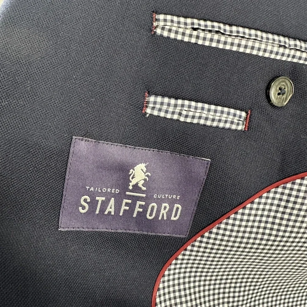 Stafford Single Breasted Golden Button Classic Fit Coat Blazer Royal Blue 48 R‎